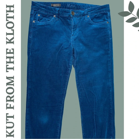 Kut from the Kloth Diana Skinny Corduroy
Pants Teal Green Size  10 - Picture 2 of 8